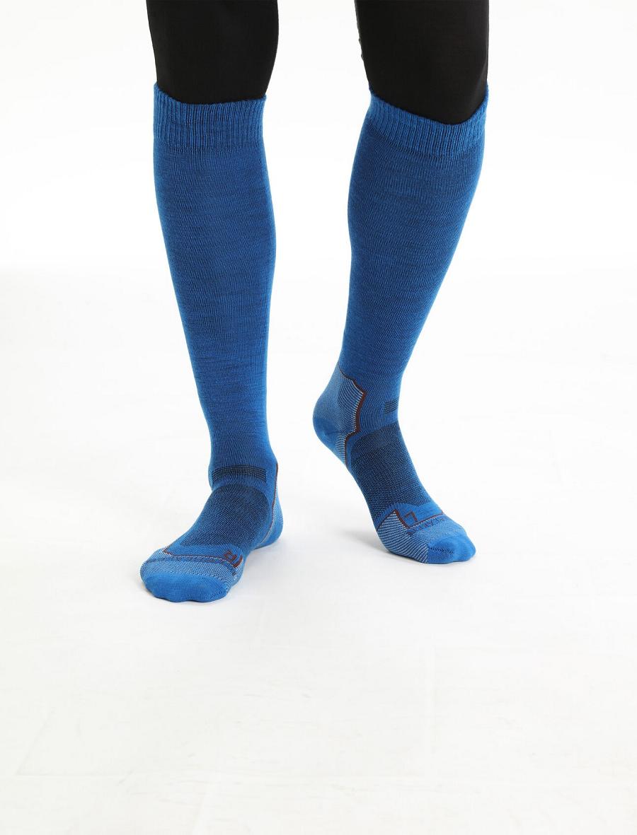 Lazurite / Espresso Icebreaker Merino Ski+ Ultralight Over the Calf Men\'s Socks | AU 1016FDNM